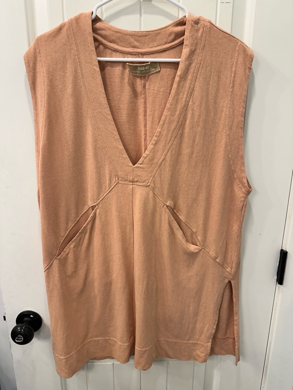 Soft Peach Sleeveless V-Neck Tunic
